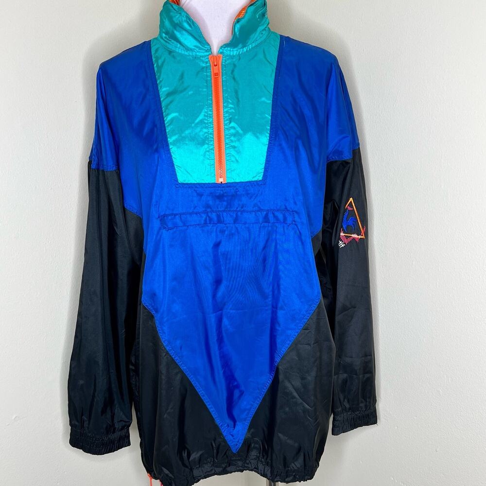Vintage 80s Le Coq Sportif Windbreaker Jacket Medium Mens Colorblock Retro Sport